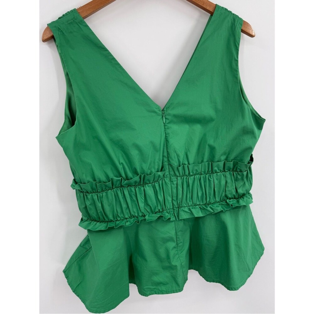 Express V-Neck Ruffle Peplum Tank | Green | Medium - Picture 6 of 8